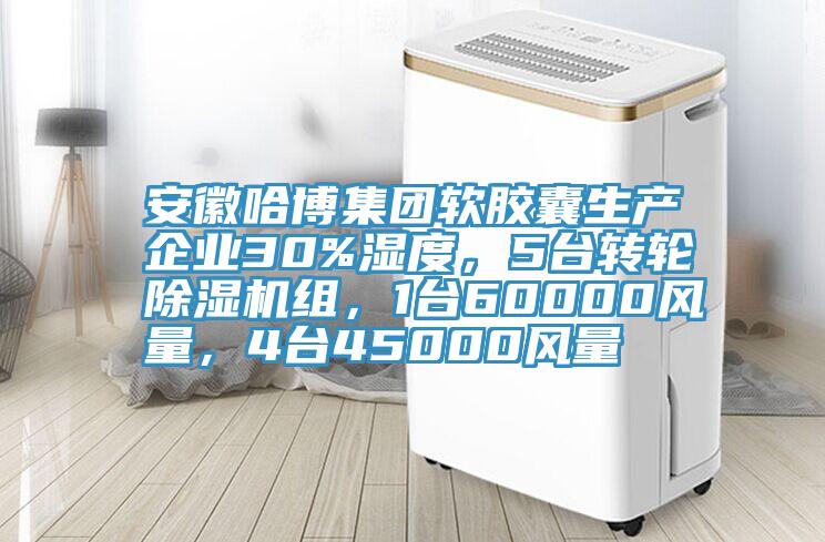 安徽哈博集團軟膠囊生產企業30%濕度，5臺轉輪除濕機組，1臺60000風量，4臺45000風量